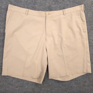 Peter Millar Crown Sport Salem Performance Shorts Mens 42 Beige Golf 9" Inseam